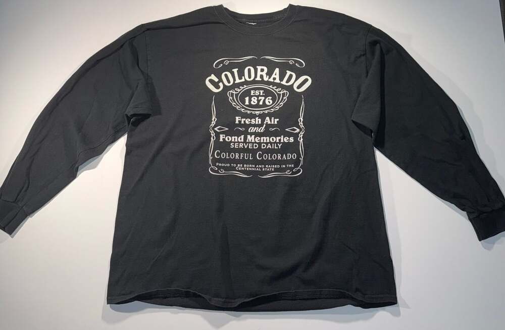 Colorado The Centennial State Black Long Sleeve Crewneck T-Shirt